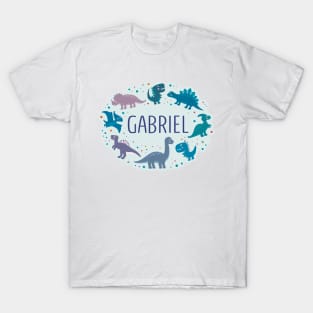 Gabriel name surrounded by dinosaurs T-Shirt